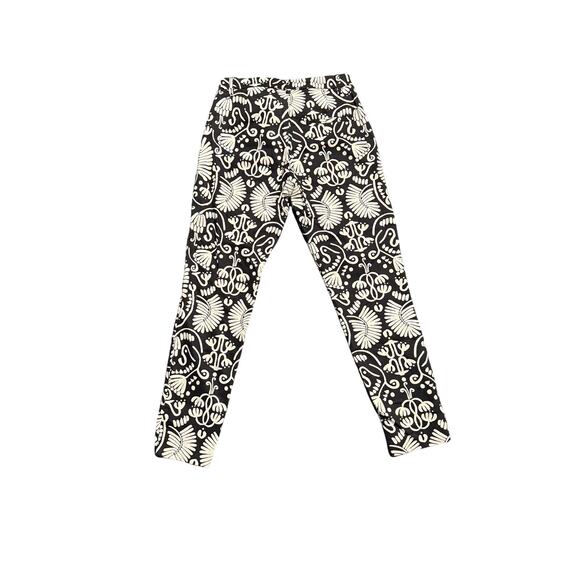 H&M Floral Ankle Stretch Pants - Black & White - Size 6 - Picture 2 of 9
